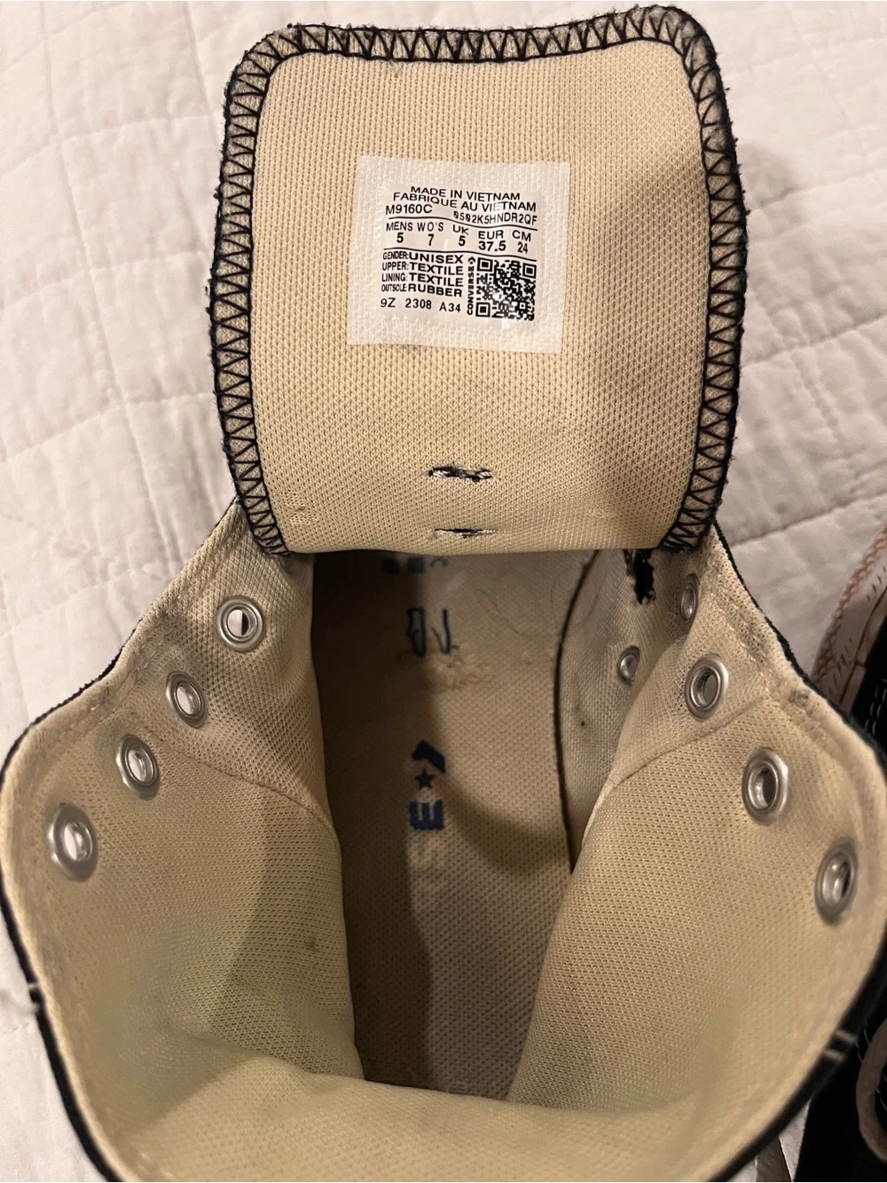 Converse Chuck Taylor All Star High Top Sneakers Black Canvas Women’s 7 Men’s 5 - Picture 7 of 8